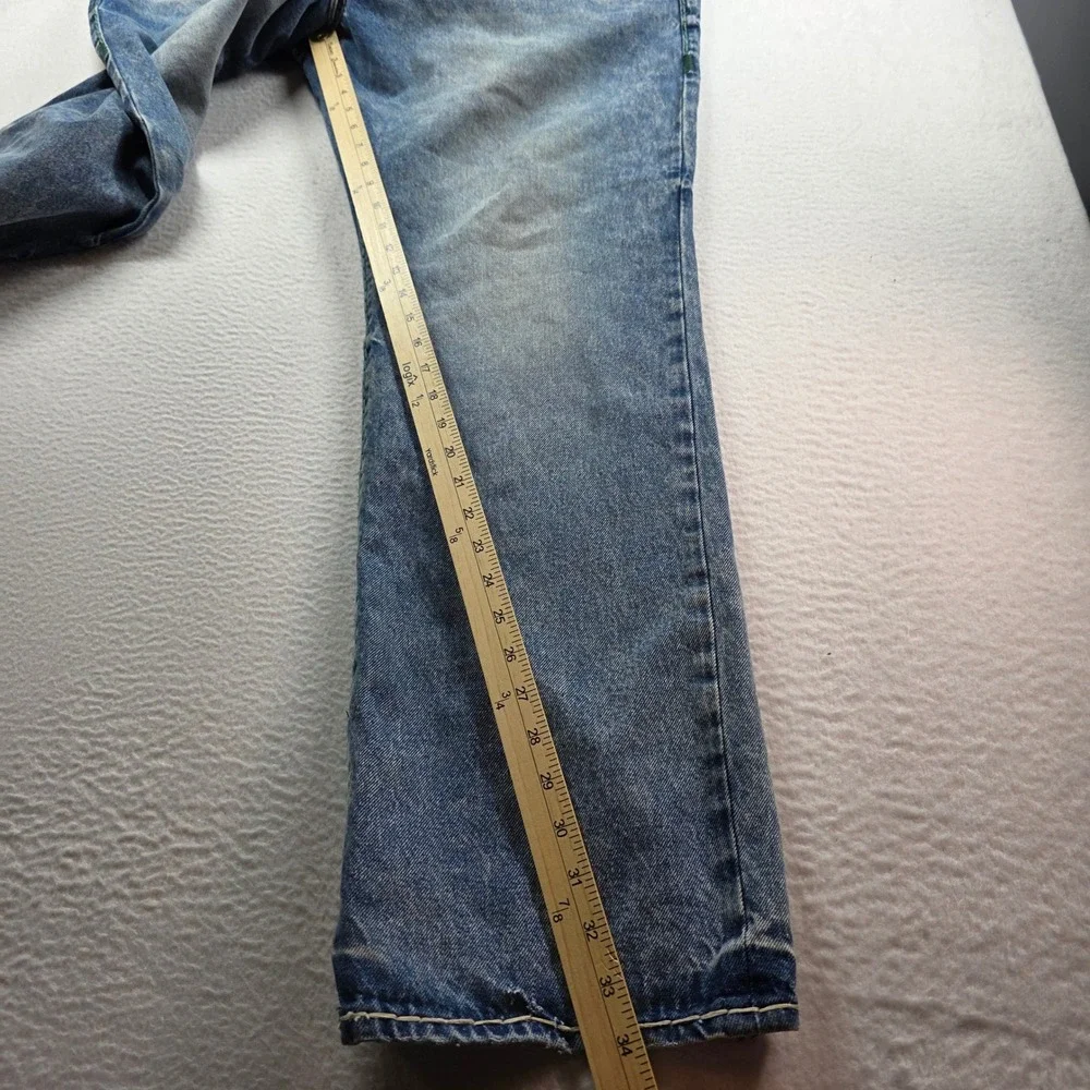 True Religion Ricky Relaxed Straight Men 42 Blue Super‎ T Stitch Acid Wash Jeans